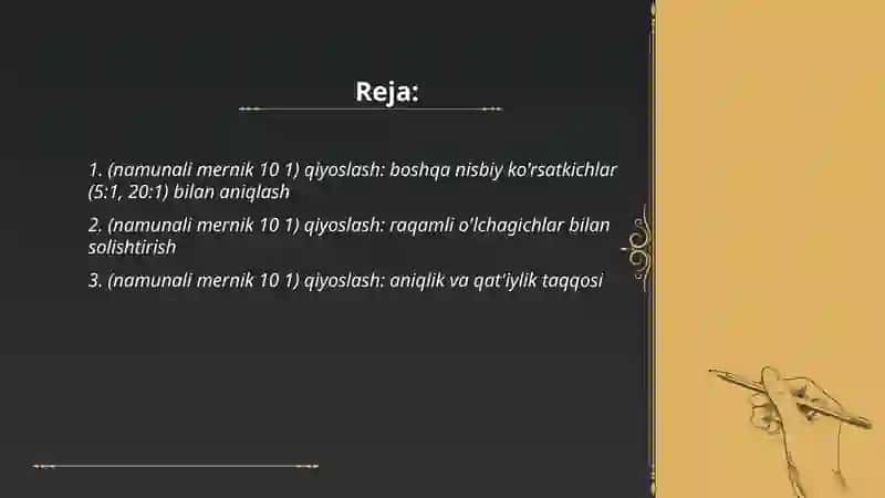 Namunali mernik 10:1 qiyoslash 2