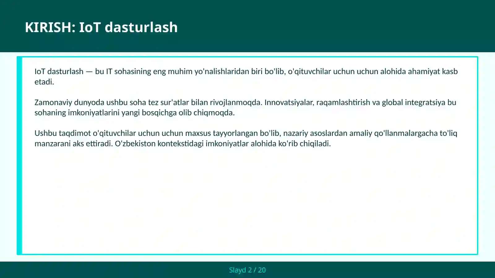 IoT dasturlash - o'qituvchilar uchun 2