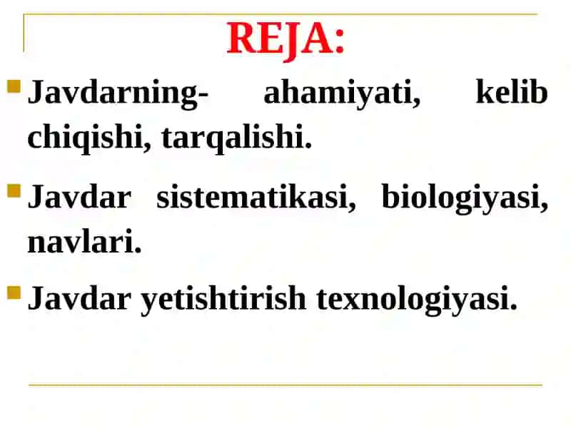 Javdar Biologiyasi va Yetishtirish Texnologiyasi 2