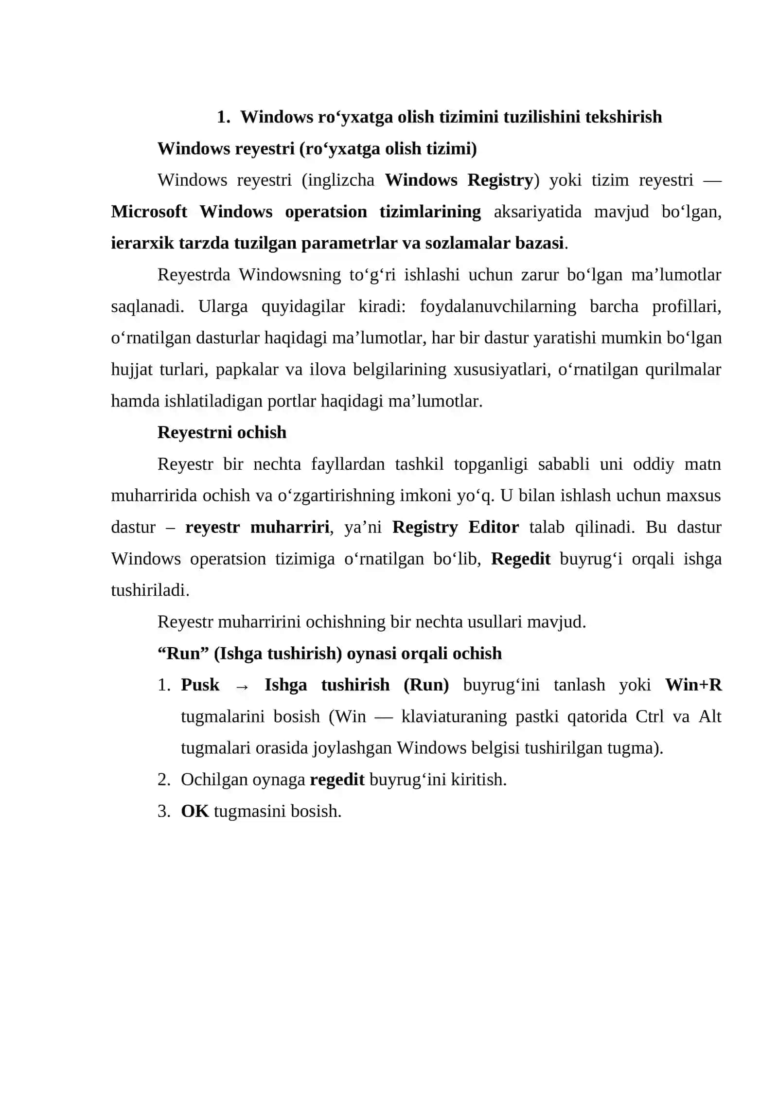 Operatsion tizimlar fanidan amaliy ishlar 2
