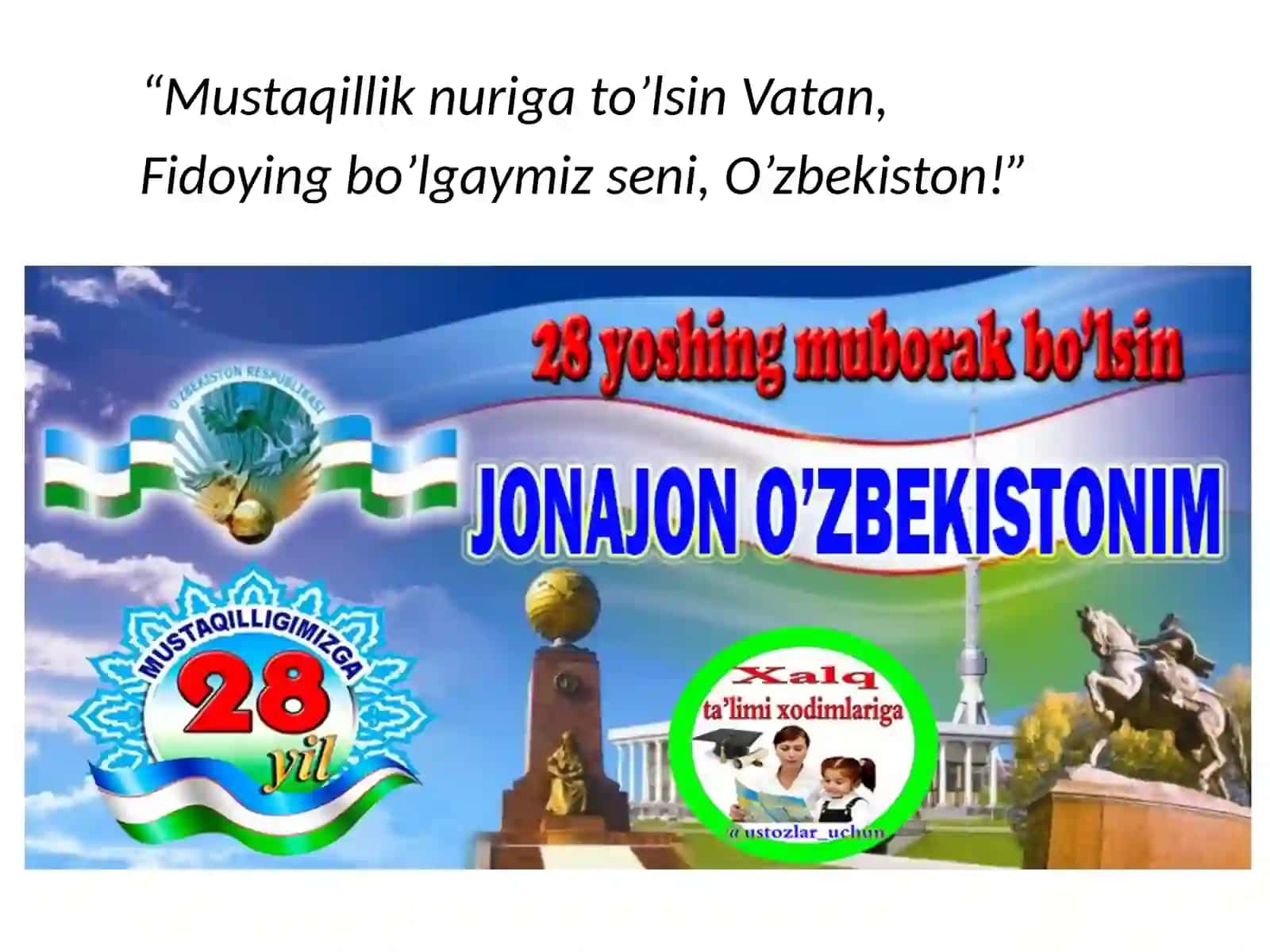 “AZIZ VA YAGONAMSAN, JONAJON O’ZBEKISTONIM!”shiori ostida TAQDIMOT 2