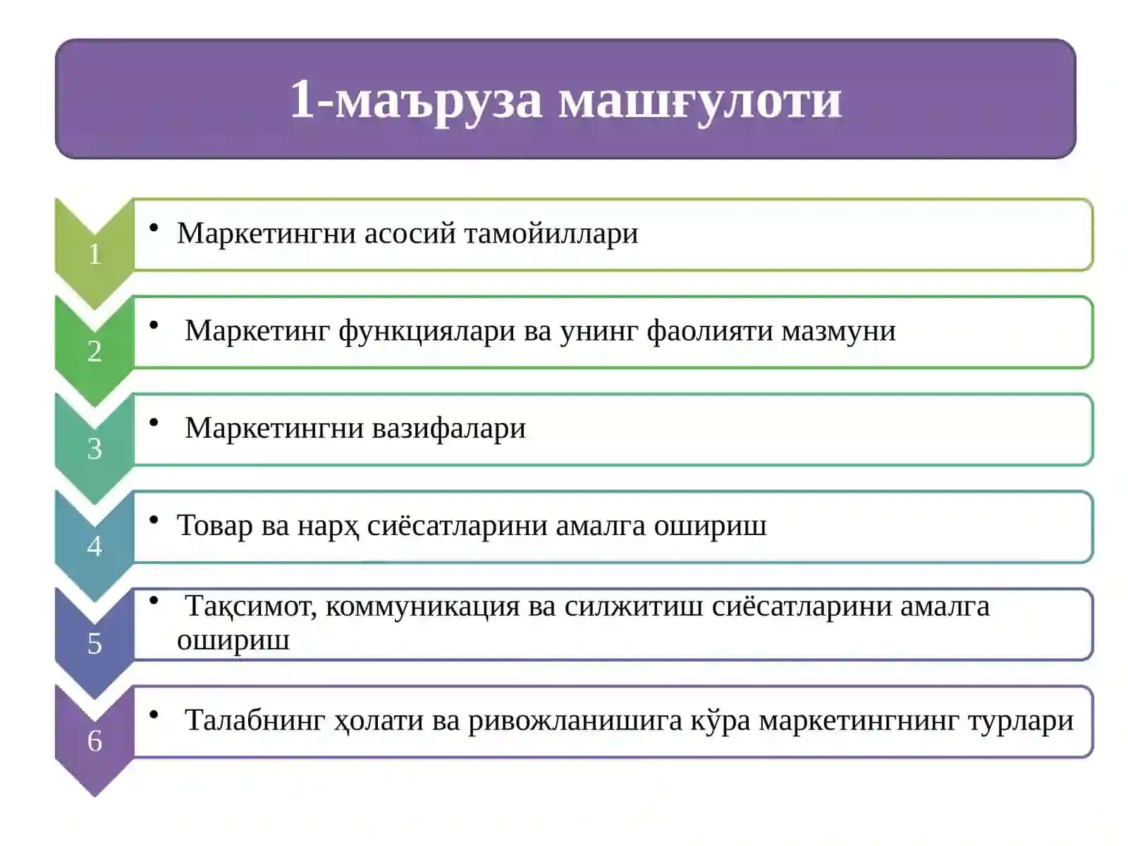 Маркетинг тамойиллари 2
