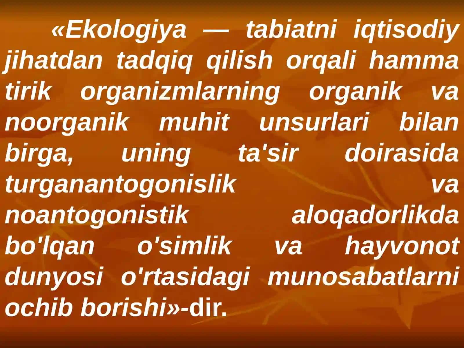 Ekologiya va Biz 2