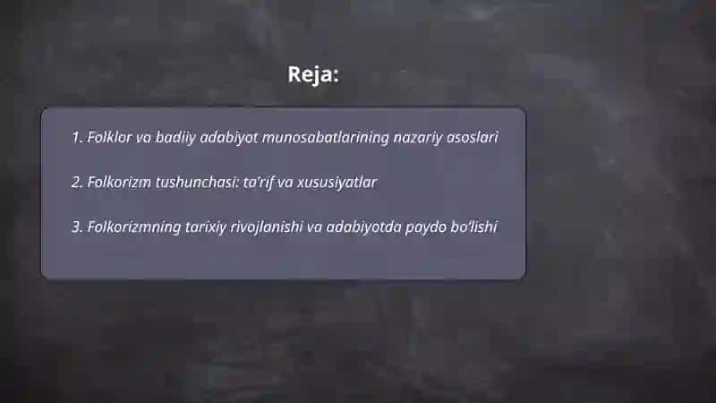 Folkor va badiiy adabiyot munosabatlari 2
