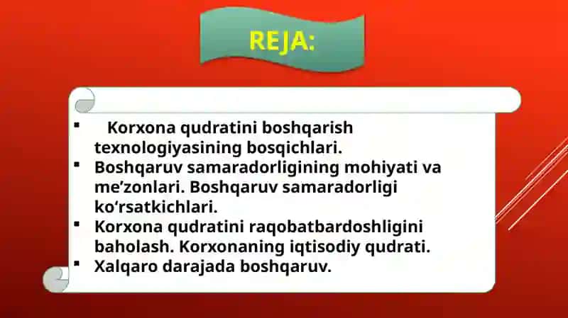 Korxona qudratini boshqarish 2