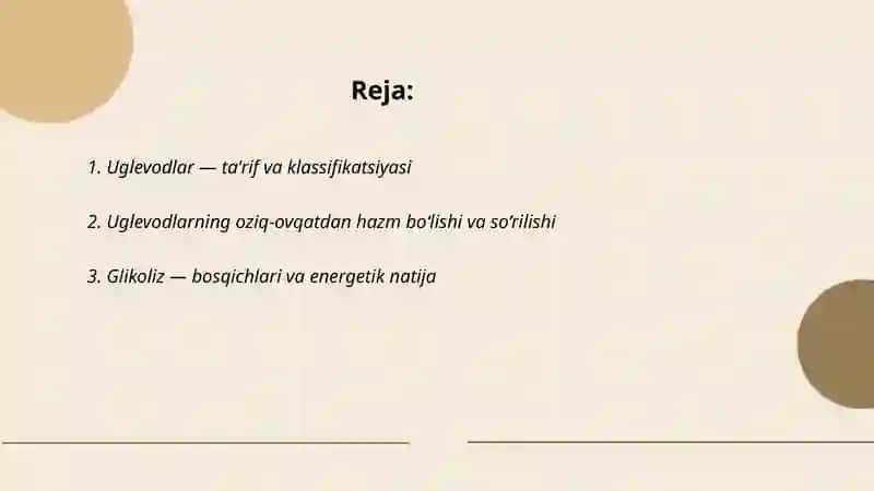 Uglevodlarning almashinuvi va funksiyalari 2
