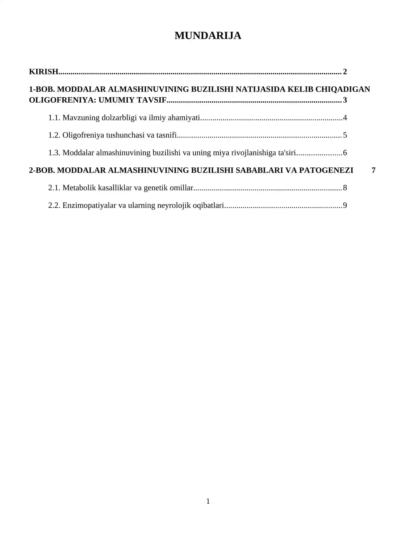 Moddalar almashinuvining buzilishi natijasida kelib chiqqan oligofreniya 2