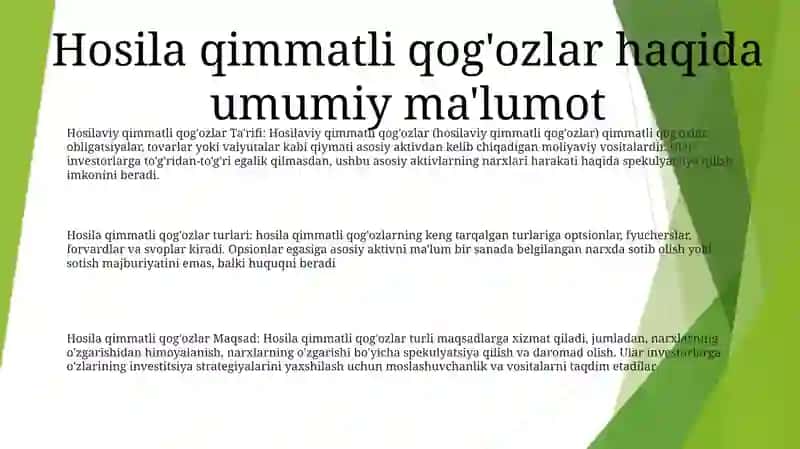 Hosilaviy Qimmatli Qog‘Ozlar 2