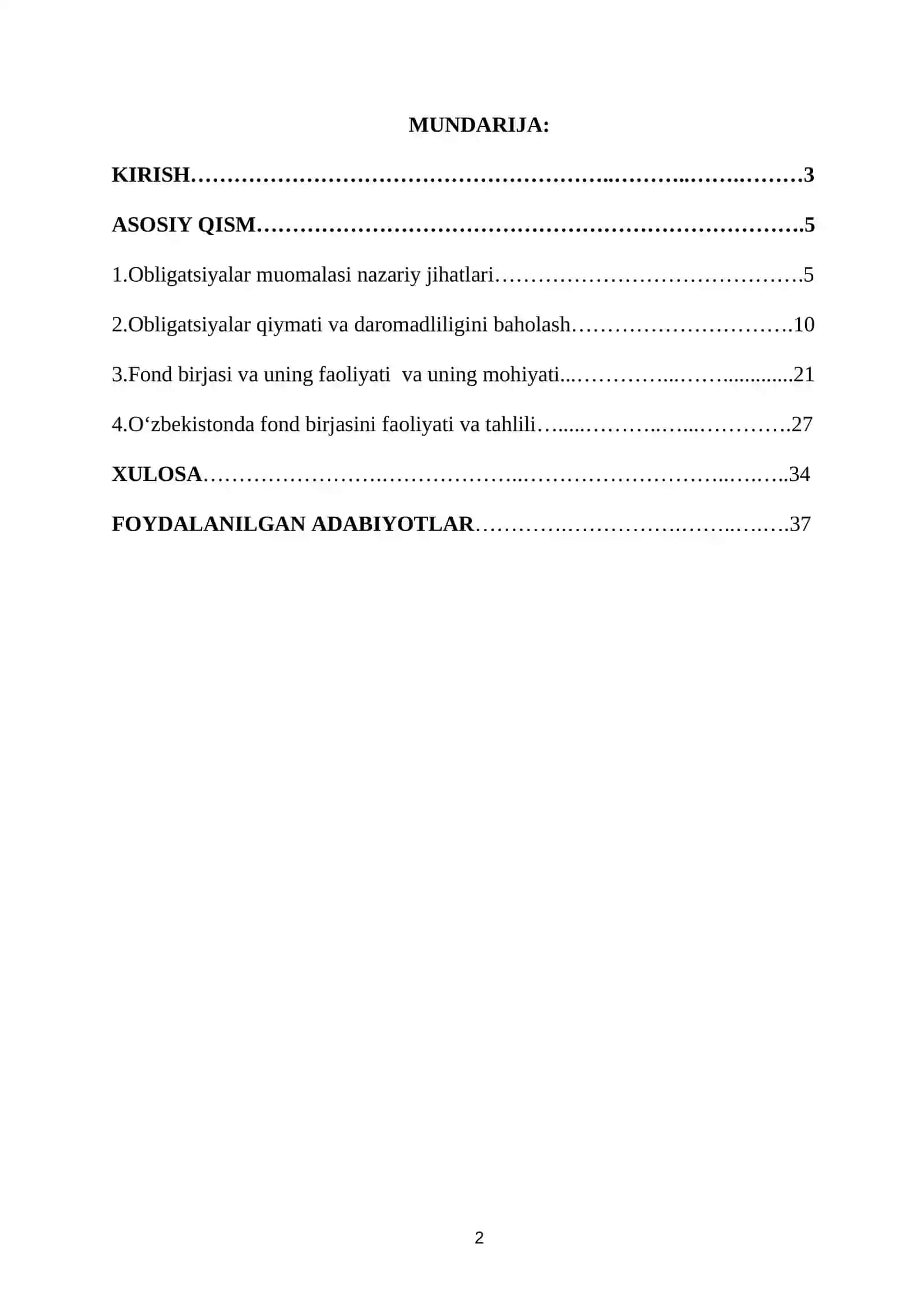 Obligatsiyalar bozori 2