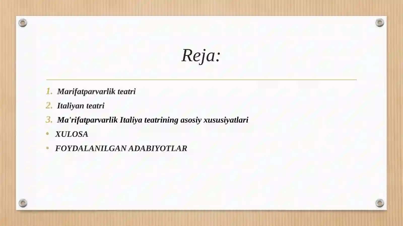Ma’rifatparvarlik teatri. Italiyan teatri 2