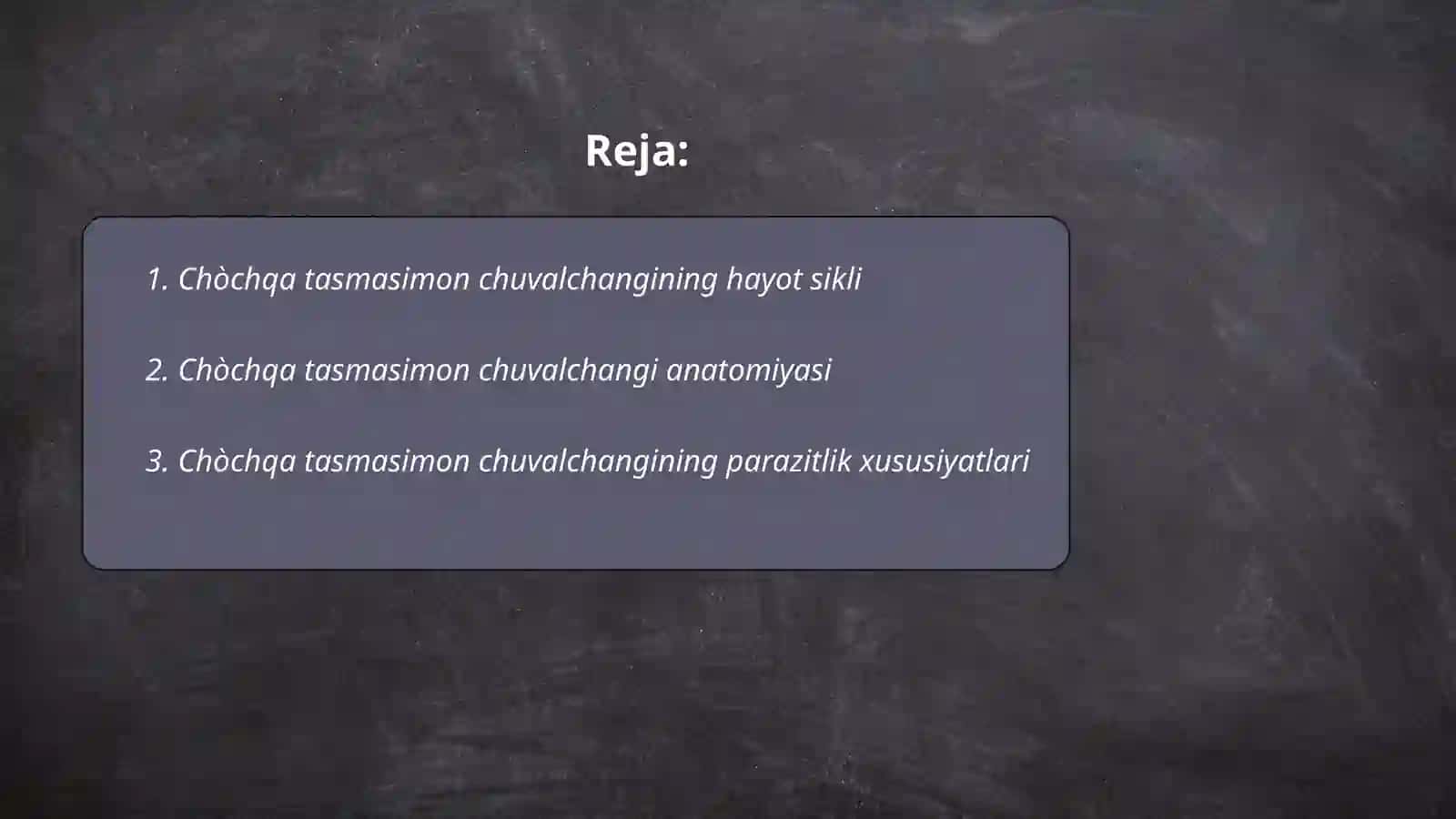 Chòchqa tasmasimon chuvalchangi 2