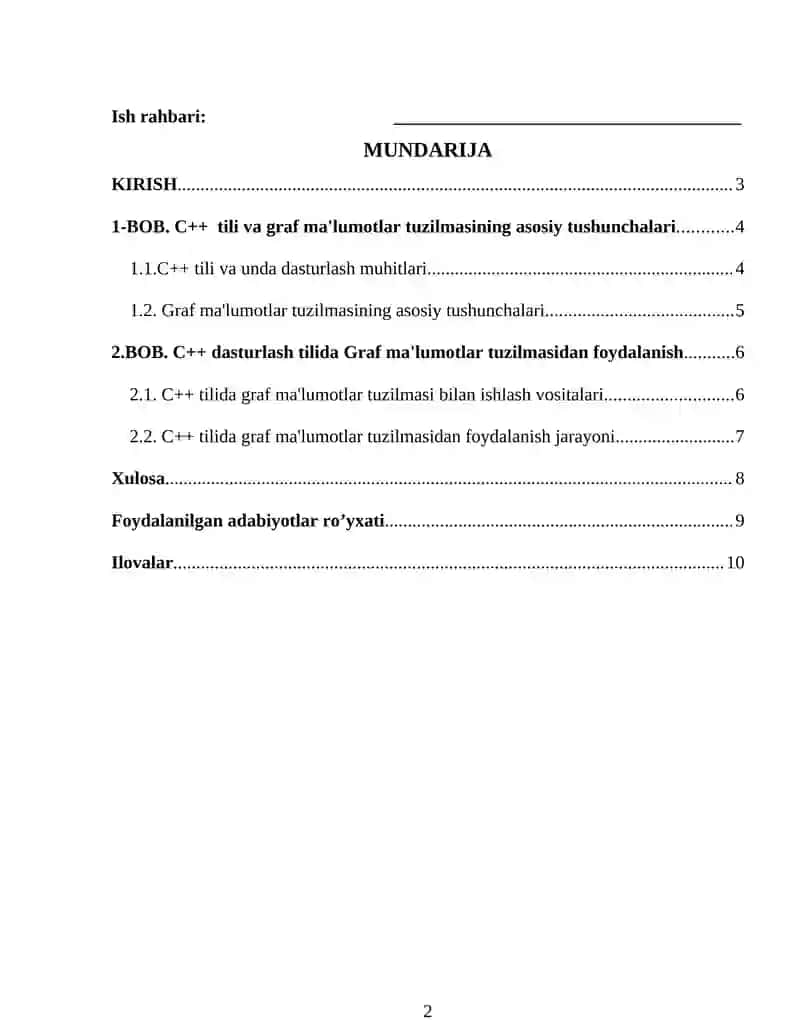 Graf ma'lumotlar tuzilmasi bilan ishlash 2