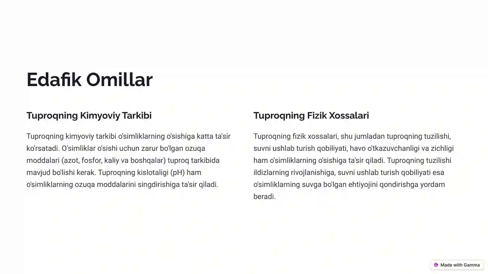 Edafik, Biotik va Antropogen Omillar: O'simliklarning O'sishiga Ta'sir 2