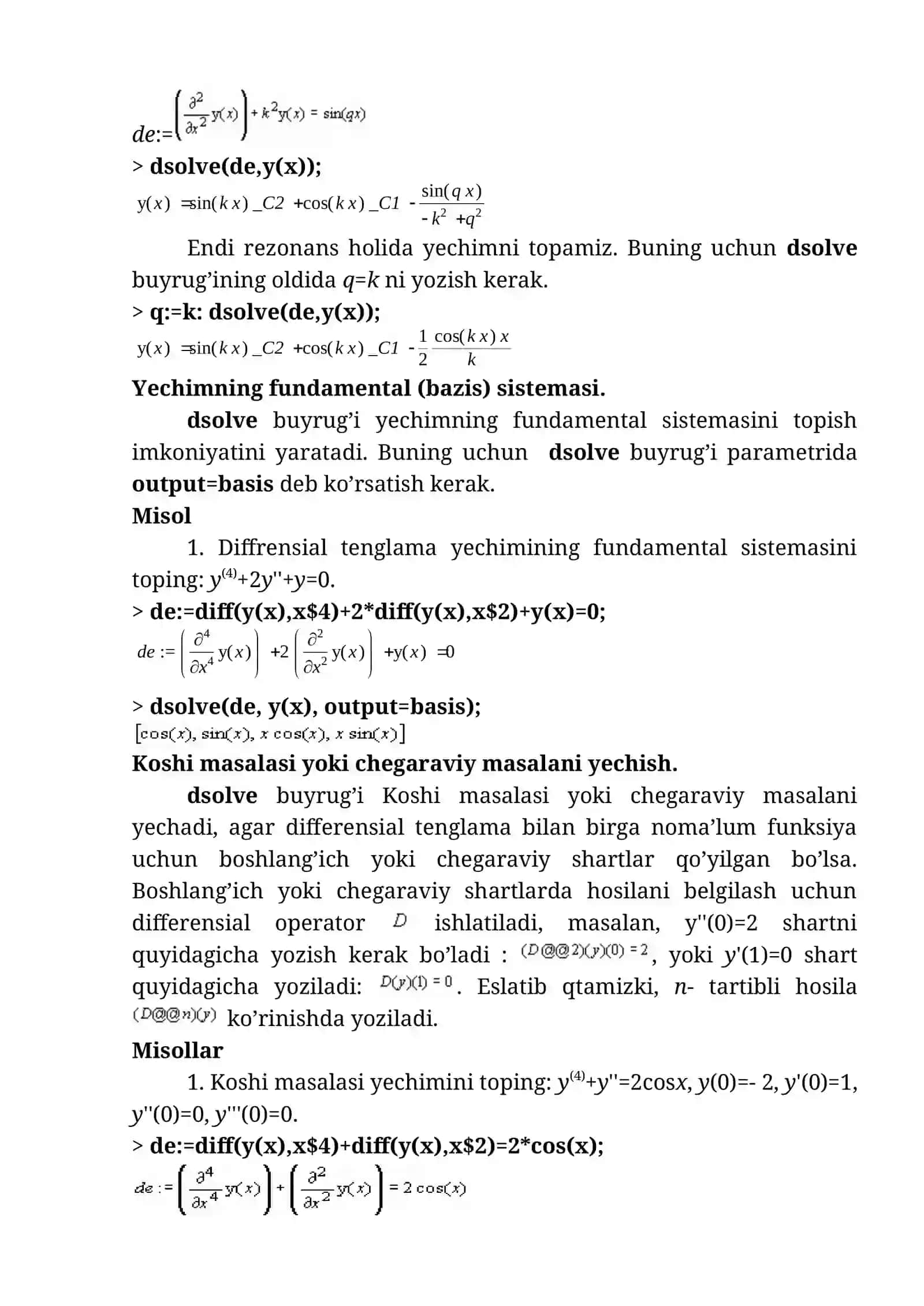 DIFFERENSIAL TENGLAMALARNI YECHISH 2