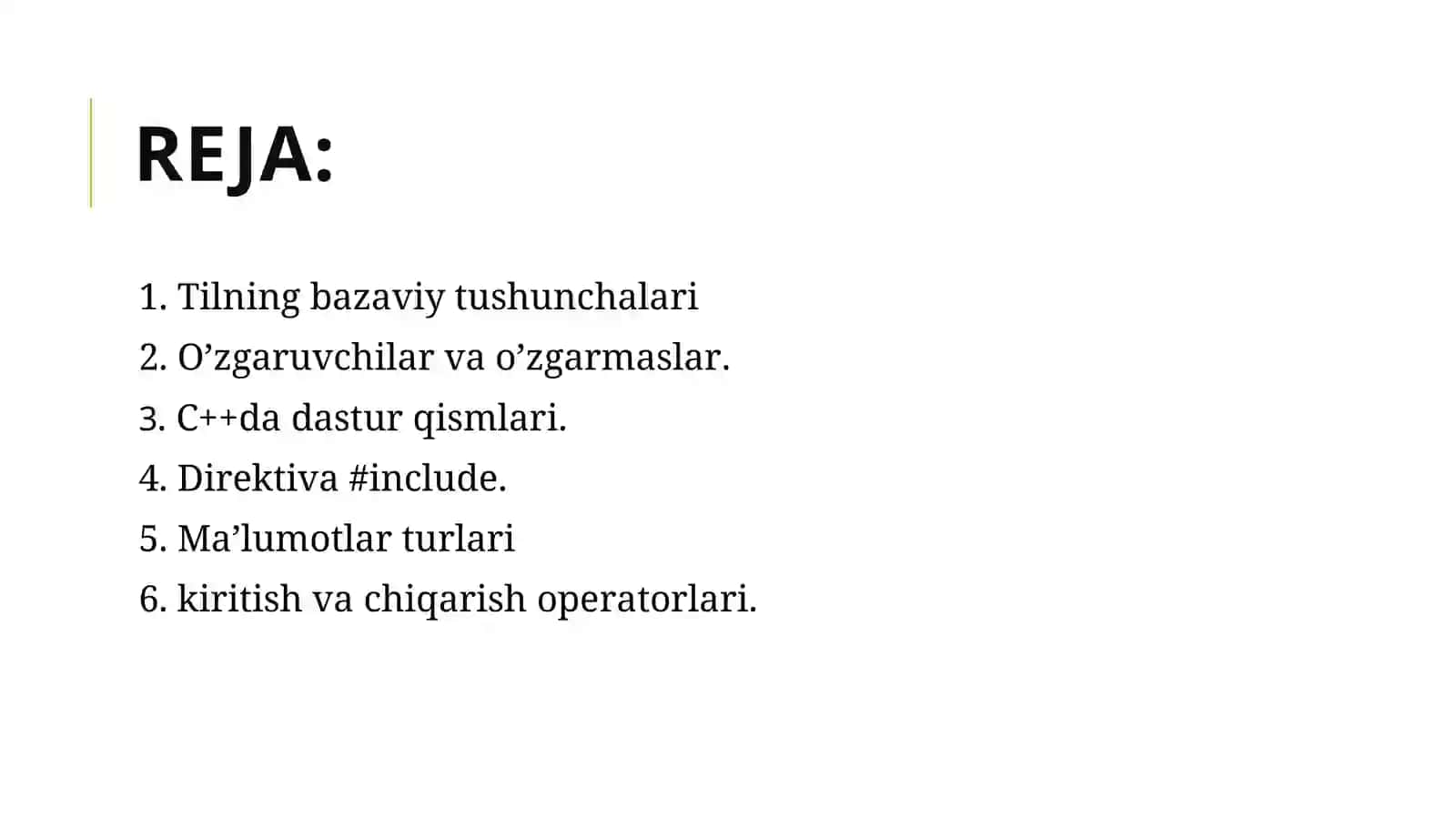 Dasturlashgakirish, dasturlashning asosiytushunchalari 2