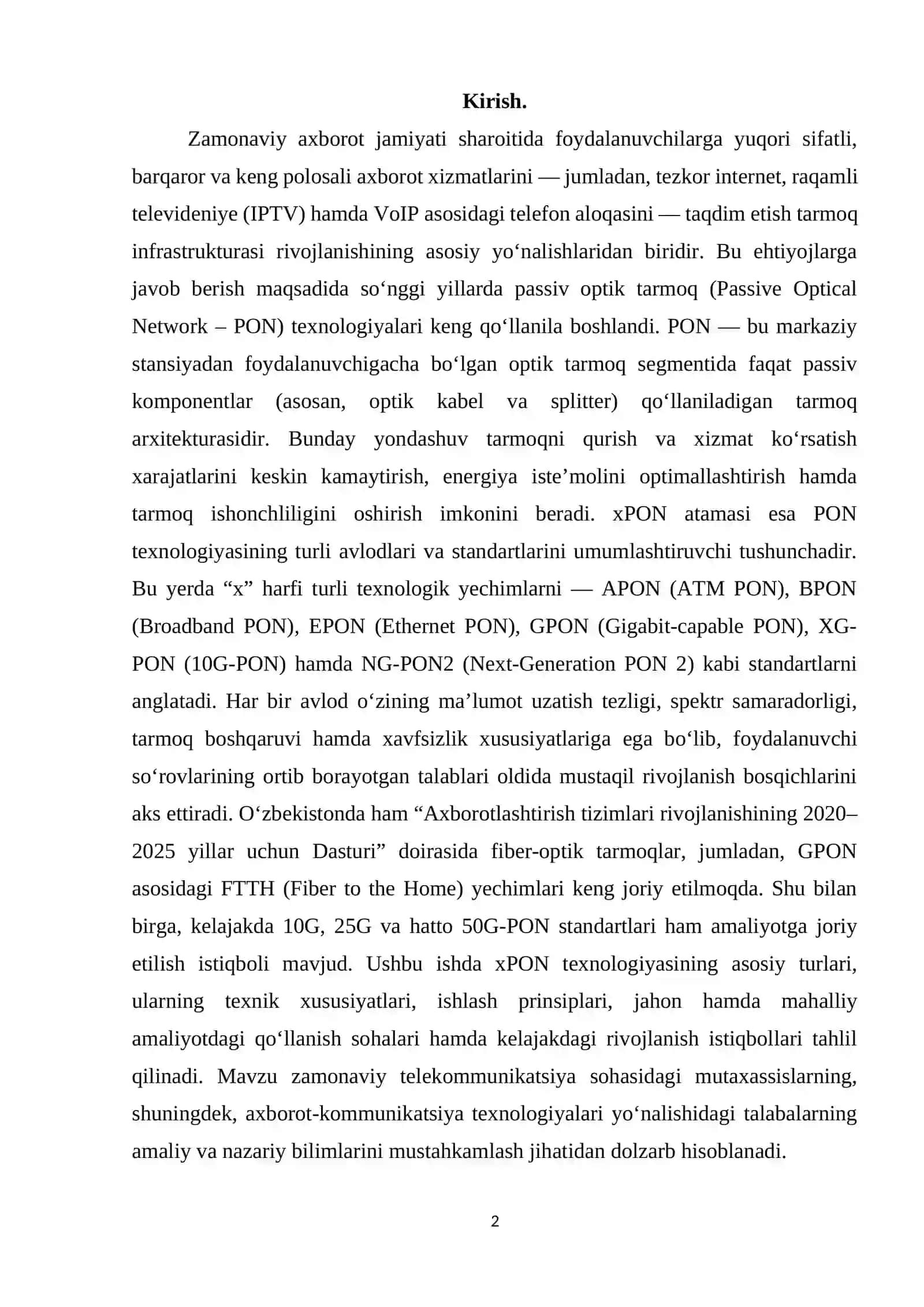 xPON texnologiyasining turlari 2
