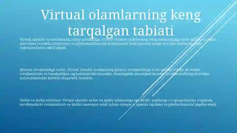 Vertual Olamning Yoshlar Ongiga TaʼSiri 2