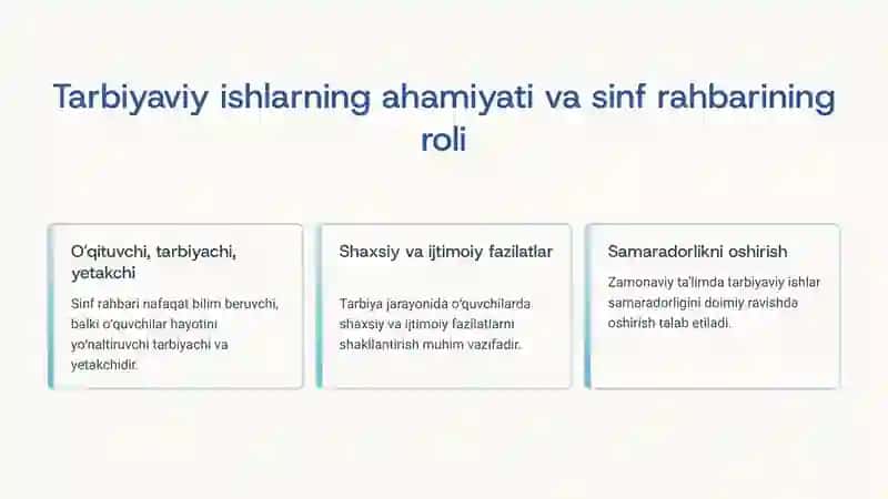Sinf rahbarining tarbiyaviy ishlarni tashkil etish faoliyati 2