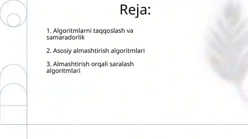Örin almashtirish bilan saralash algoritmlari 2