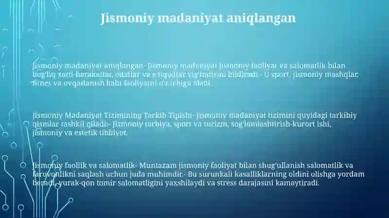 Jismoniy Madaniyat Tizimining Tarkib Tipishi 2