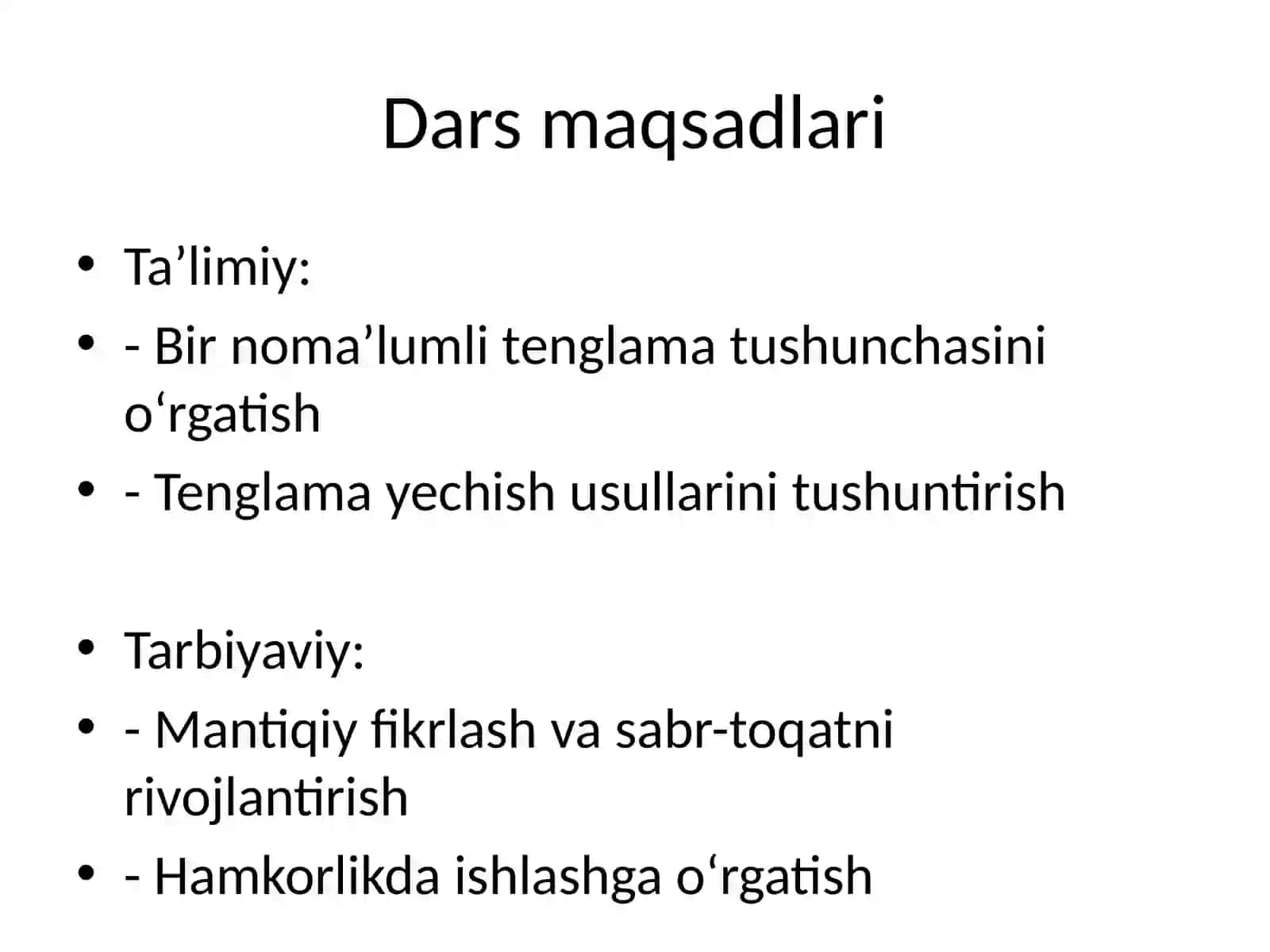 Bir nomaʼlumli tenglamalar 2