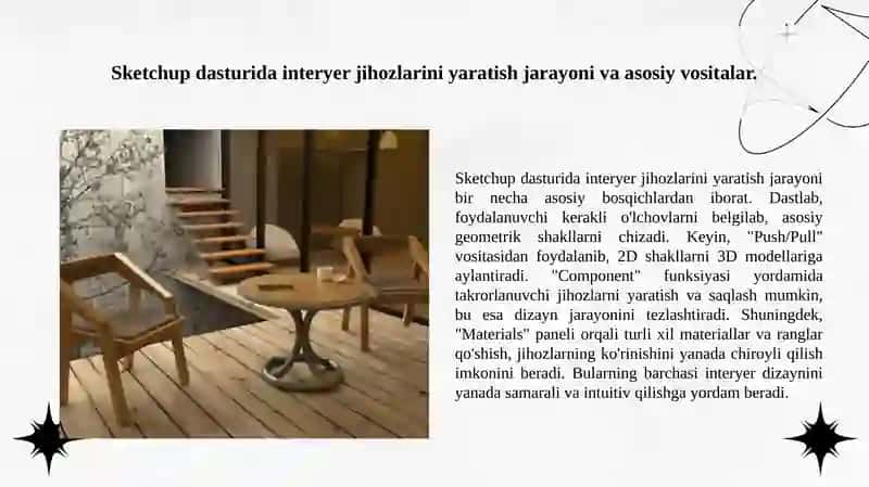 Sketchup dasturida interyer jihozlarini modellashtirish 2