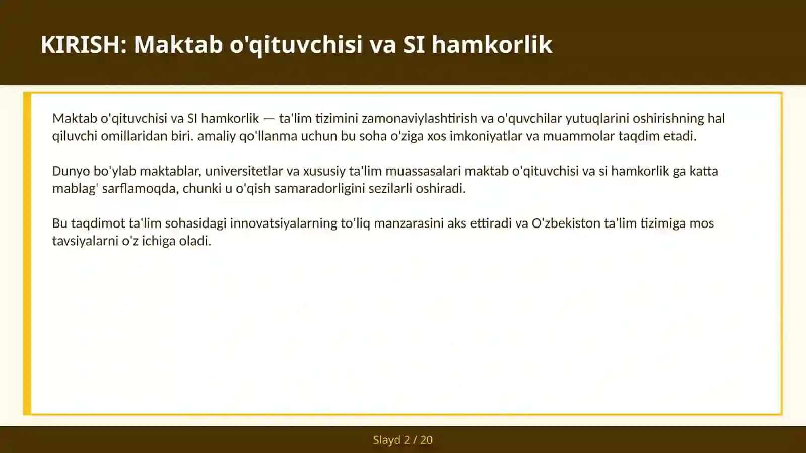 Maktab o'qituvchisi va SI hamkorlik 2