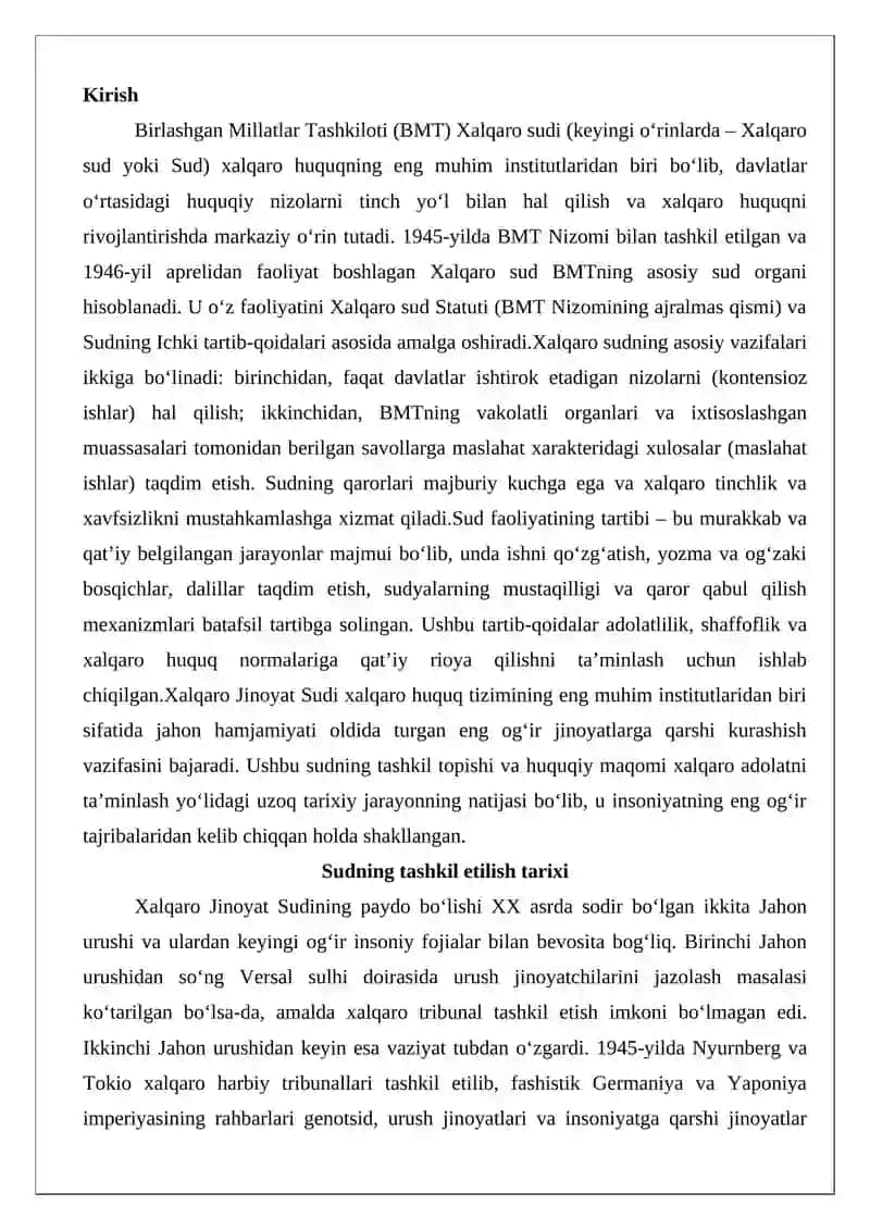 BMT Xalqaro sudi faoliyat tartibi 2