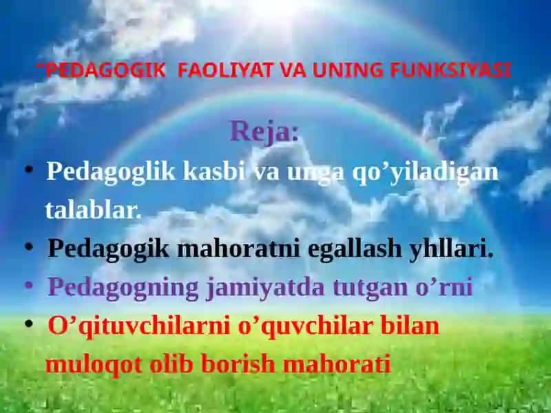 PEDAGOGIKA FANIDAN TAQDIMOTI 2