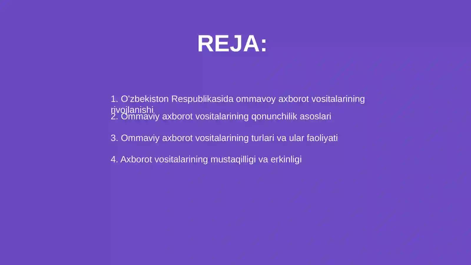 Oʻzbekiston Respublikasida ommaviy axborot vositalarining faoliyati 2