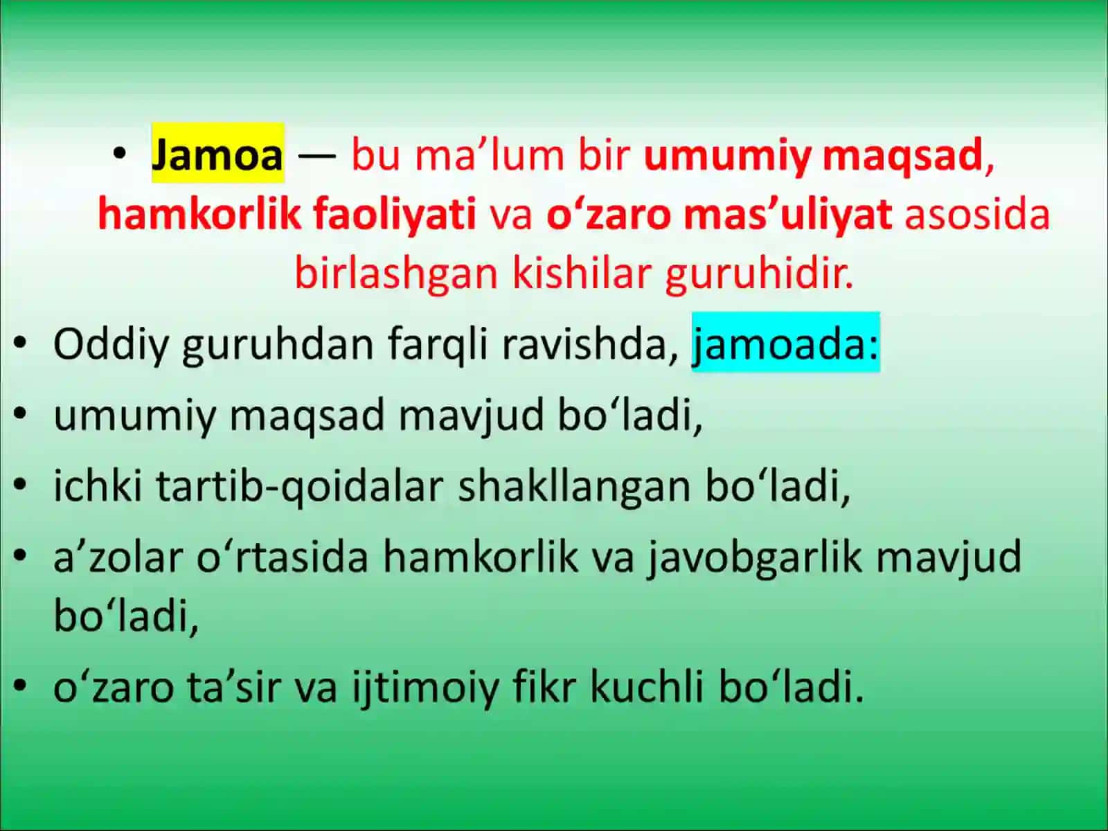 Jamoaga misollar 2