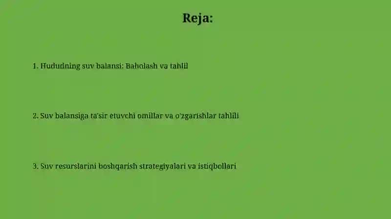 Malum bir hududning suv balansini baholash 2