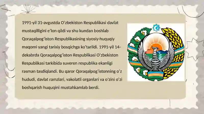 Mustaqillik yillarida Qoraqalpog‘iston Respublikasi 2
