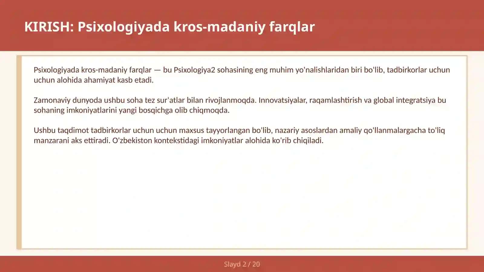 Psixologiyada Kros-Madaniy Farqlar 2
