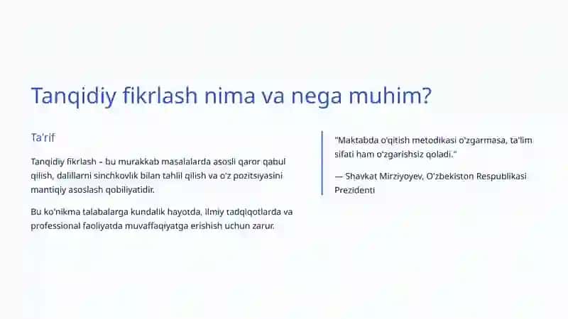 Talabalarda Tanqidiy Fikrlashni Rivojlantirish 2