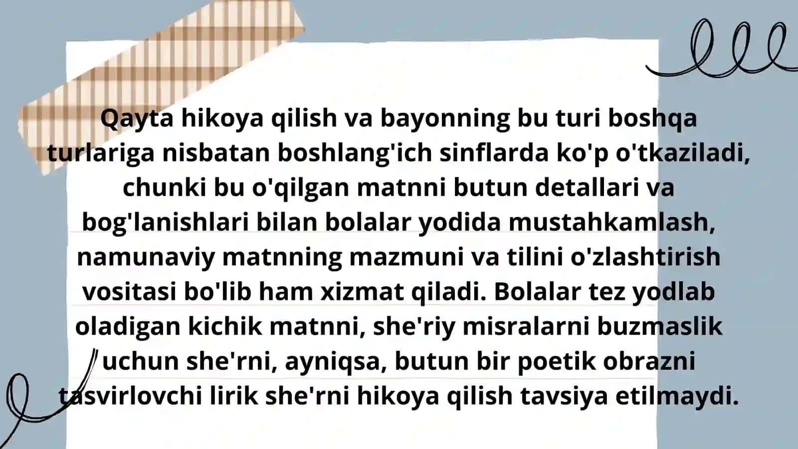 To'liq yoki matnga yaqinlashtirib qayta hikoyalash va bayon 2