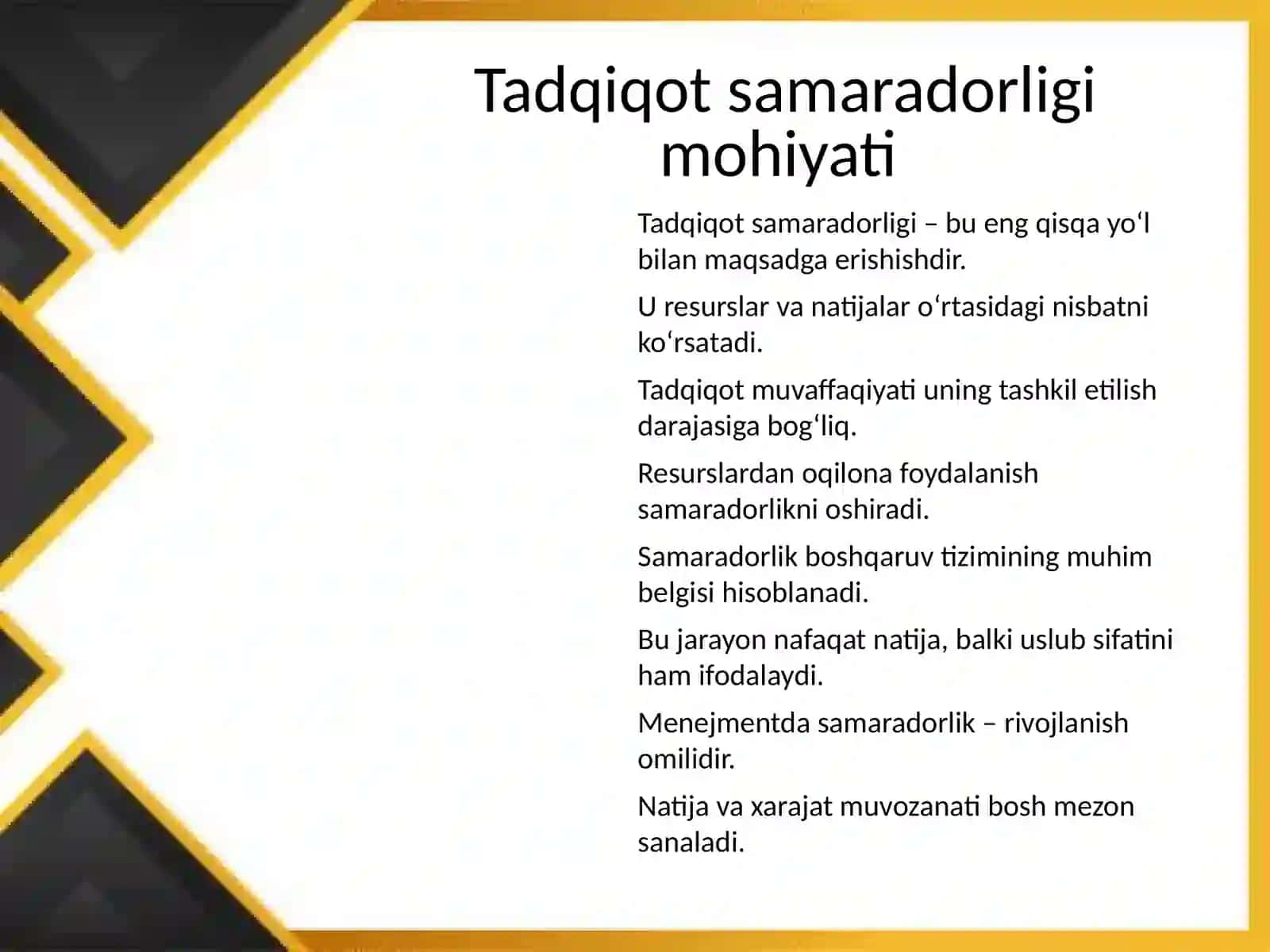 Menejmentda tadqiqotlarning samaradorligi 2