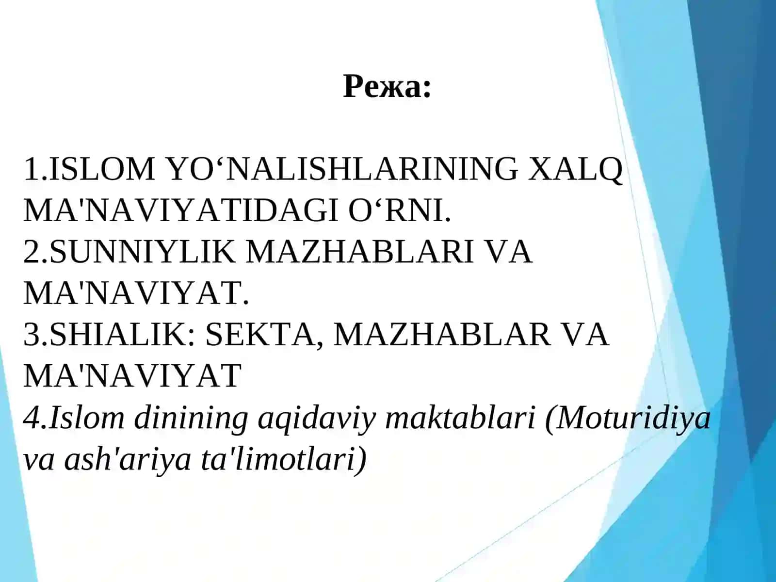 Dinshunoslik TAQDIMOT 2