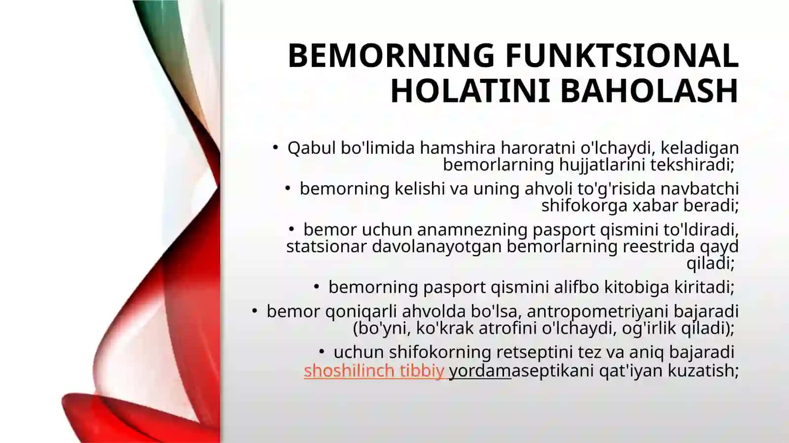 Bemorning funksional holatini baholash 2