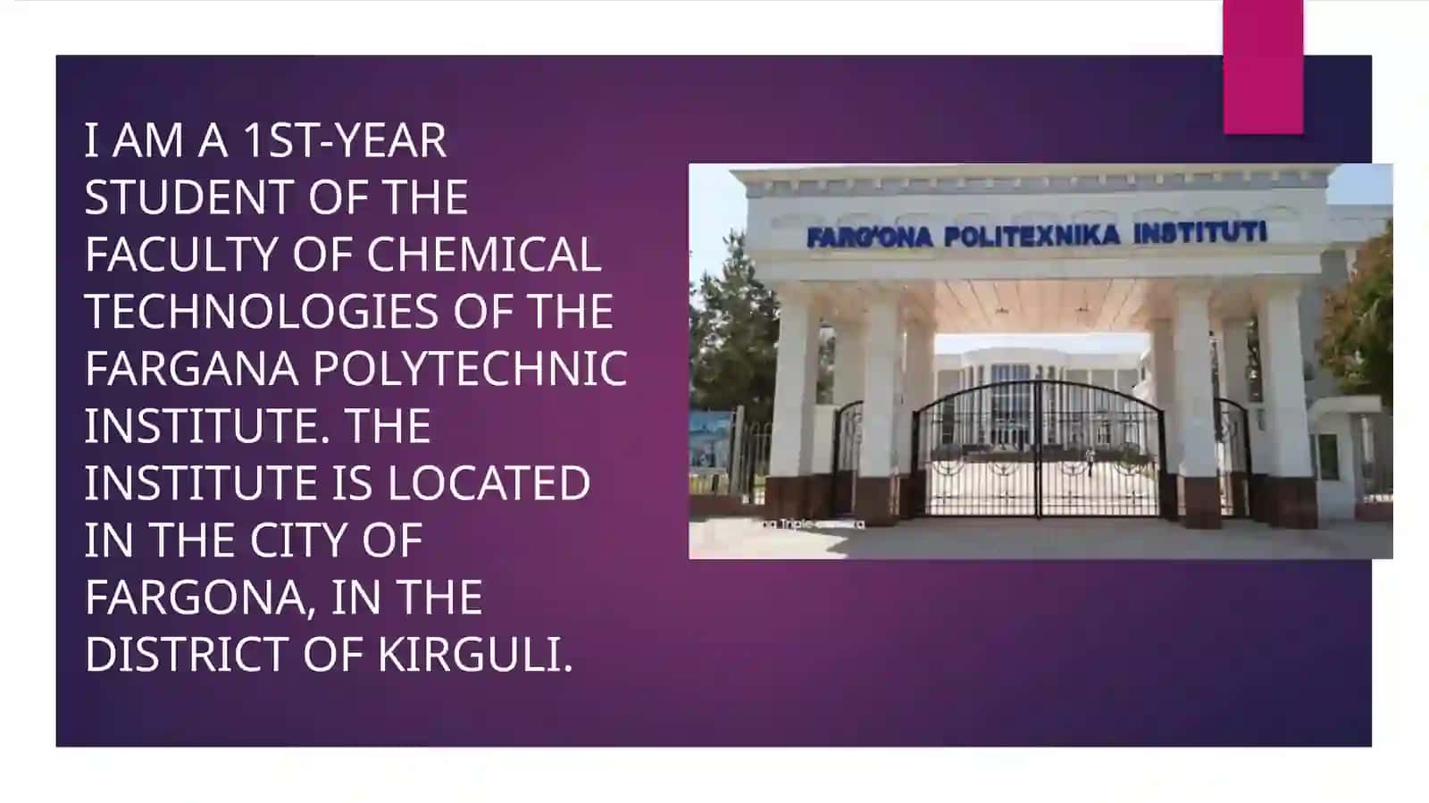 Faculty of Chemical Technology at Fergana Polytechnic Institute 2
