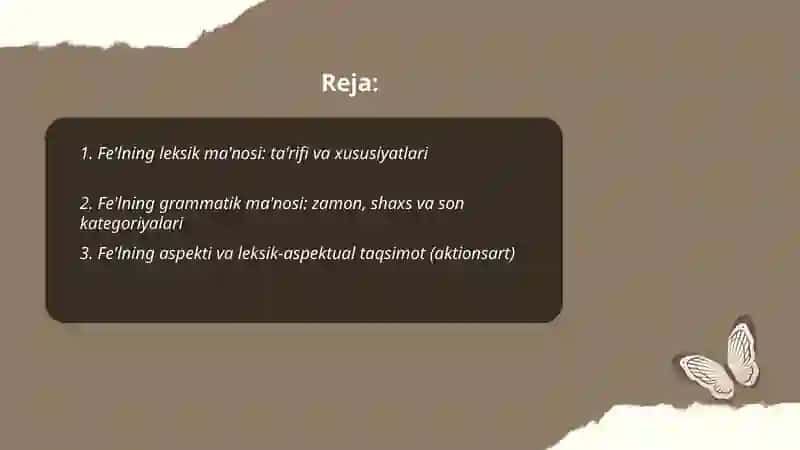 Fe'lning leksik va grammatik ma'nosi 2