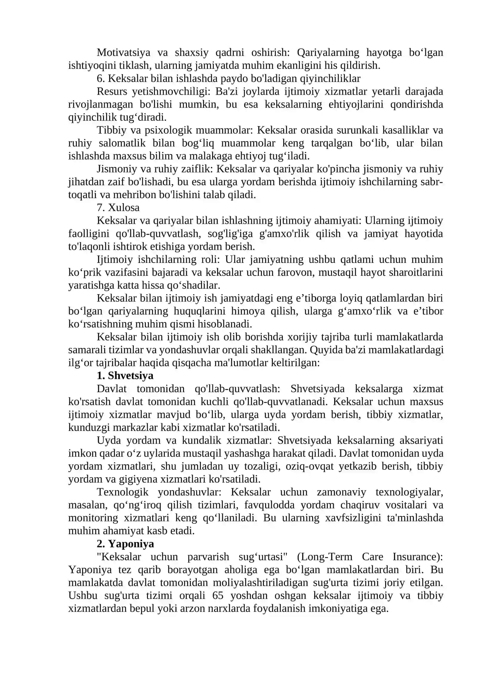 Keksalar va qariyalar bilan ijtimoiy ish 2