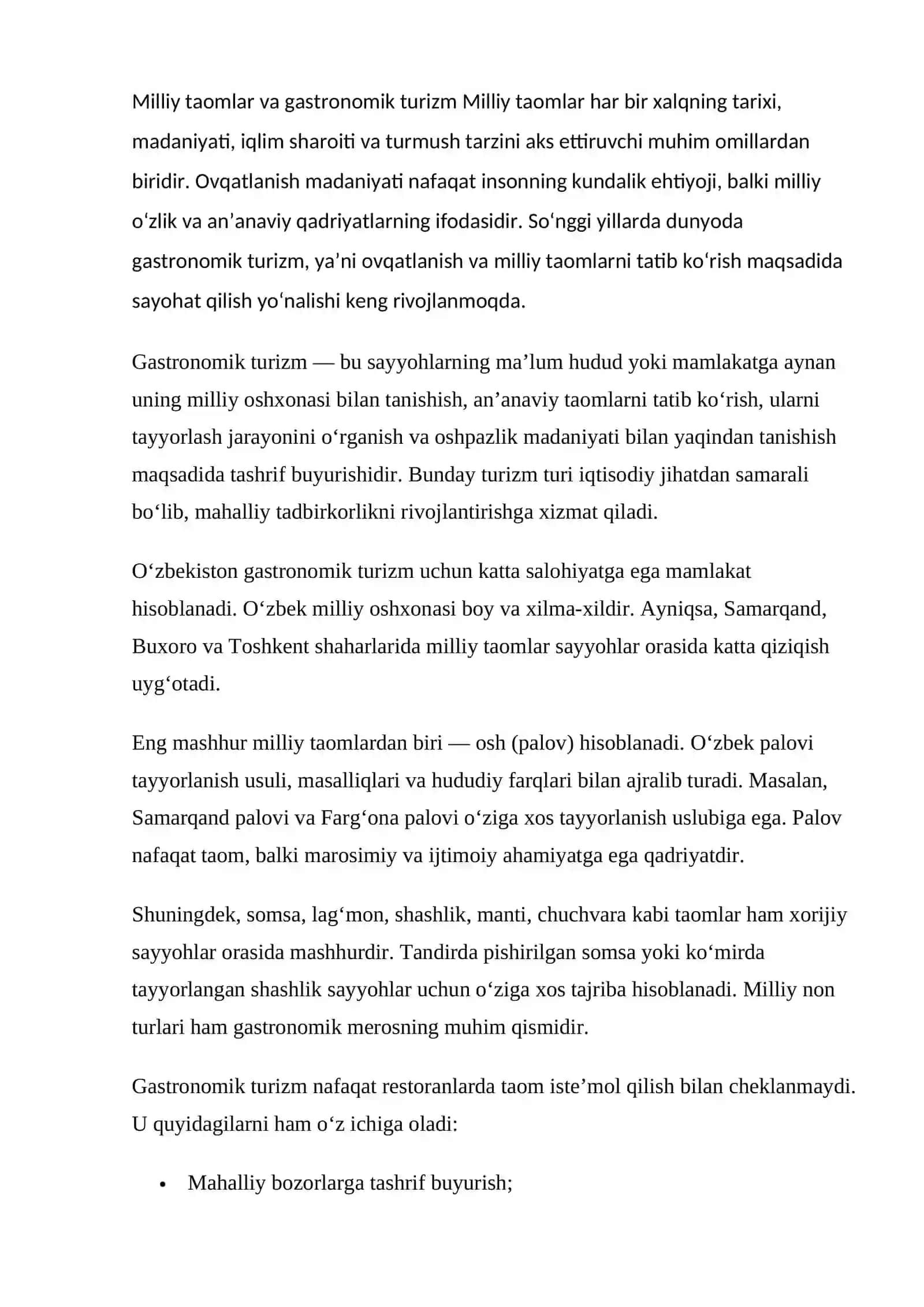 Milliy taomlar va gastronomik turizm 2
