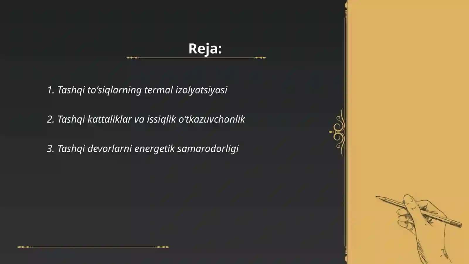 Tashqi toʻsiqlarning termal izolyatsiyasi 2