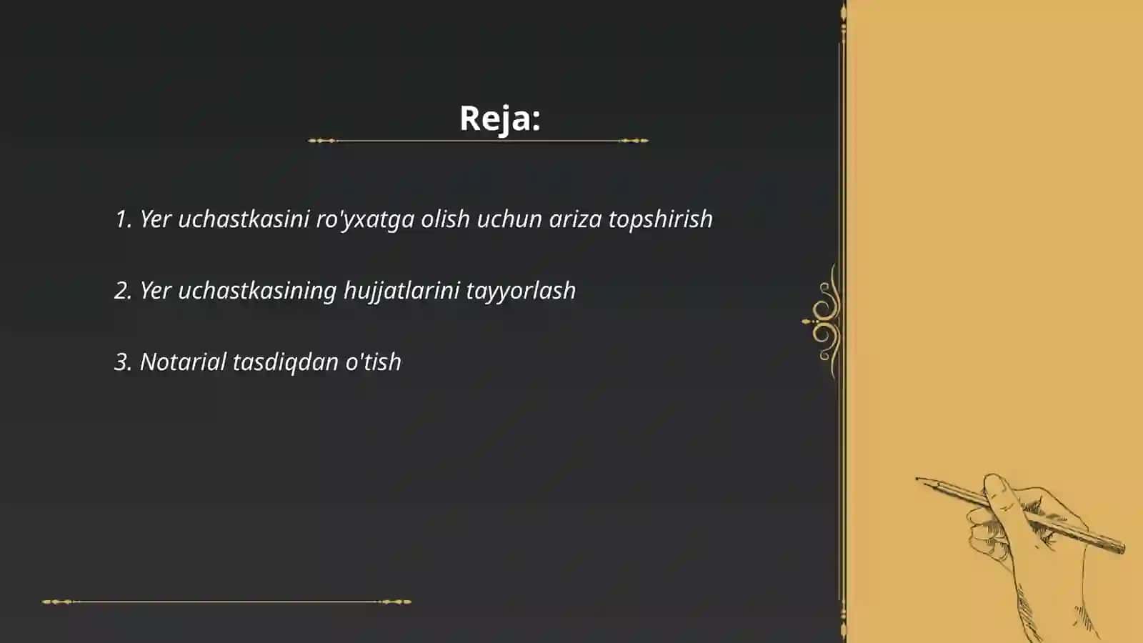 Yer uchastkasini ro'yxatga olish reyesterini to'ldirish 2