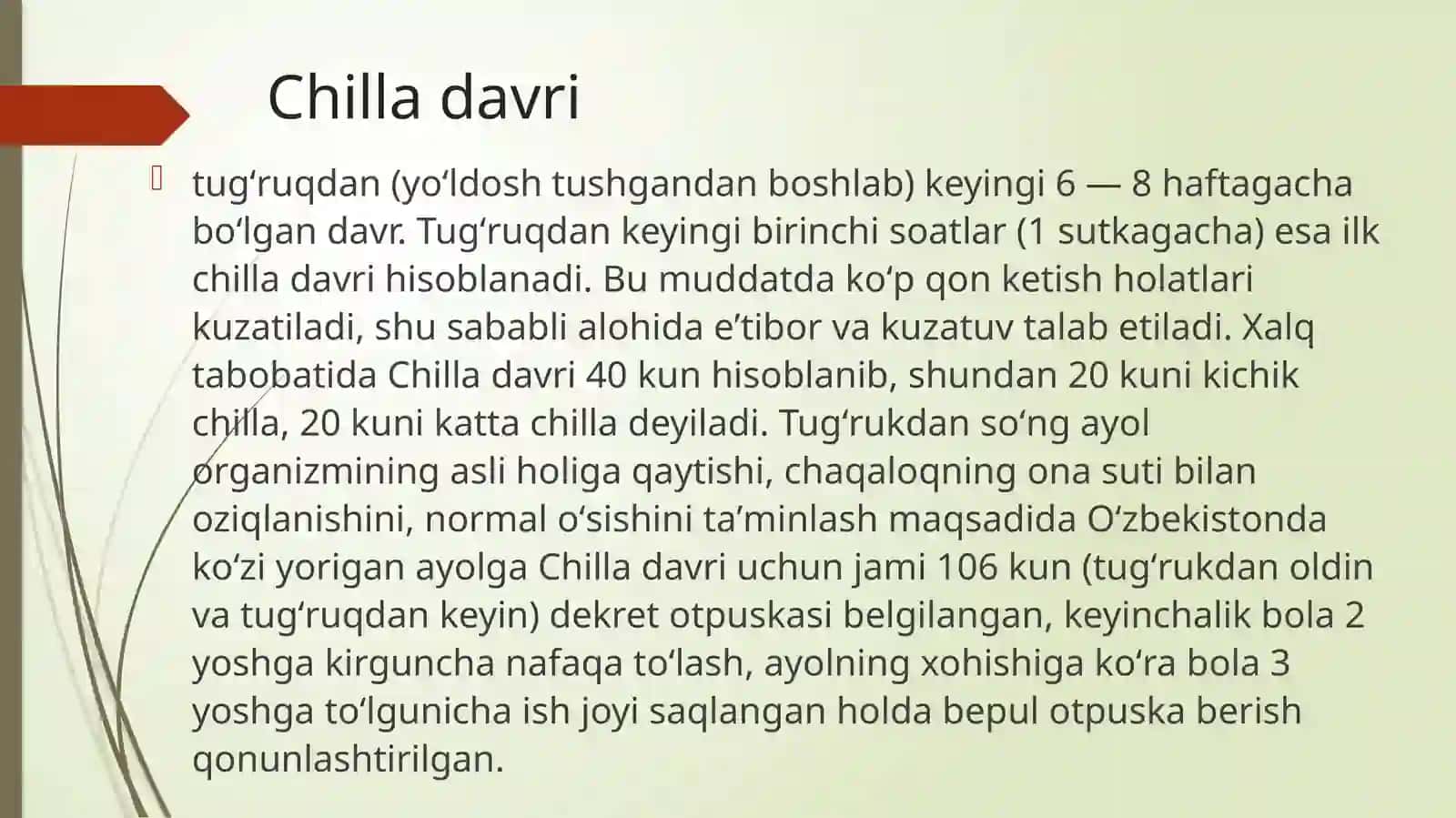 Chilla davri. Chaqaloqlik davri fizologiyasi 2