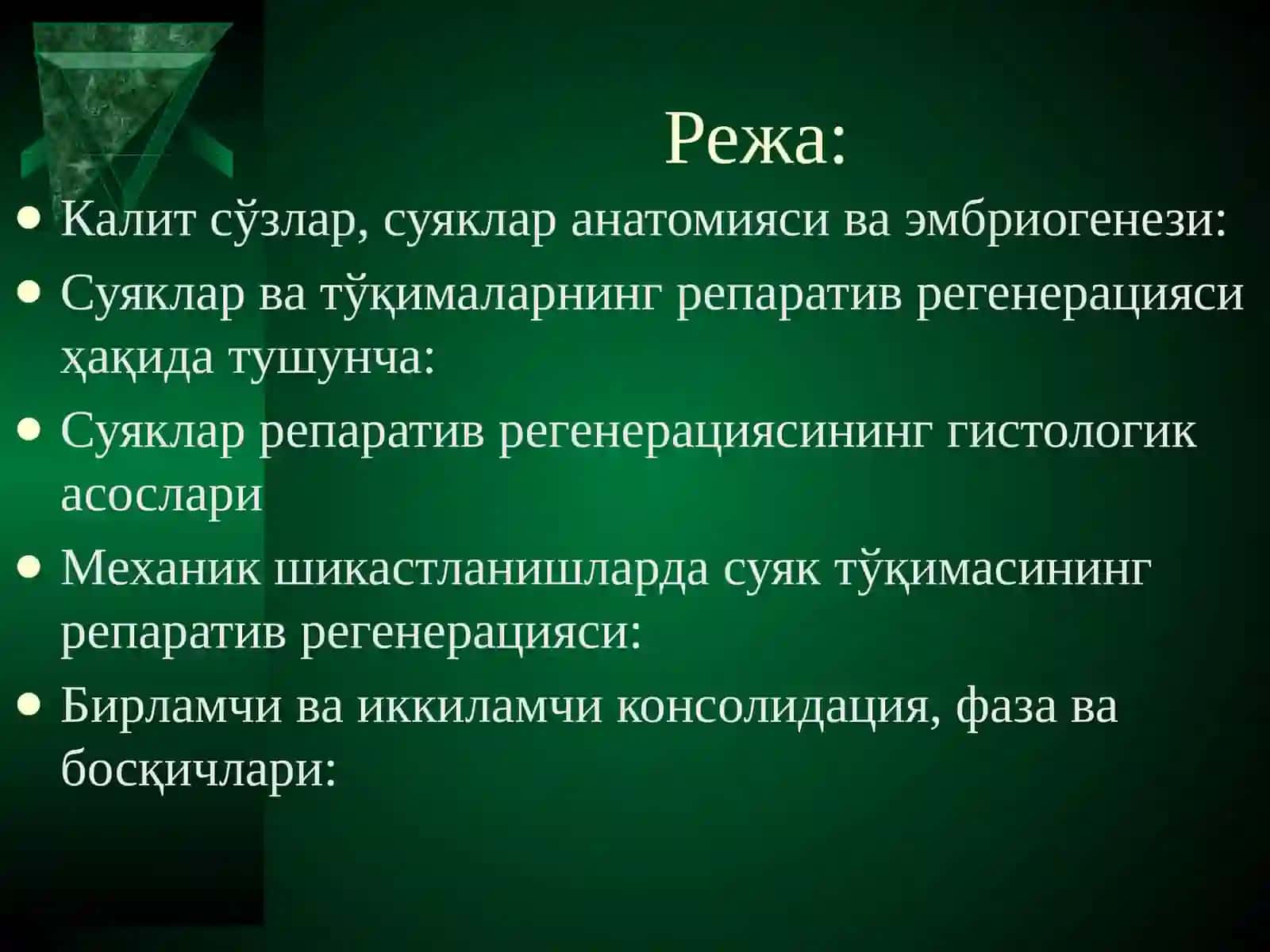 Суяк тўқимасининг РЕГЕНЕРАЦИЯСИ 2