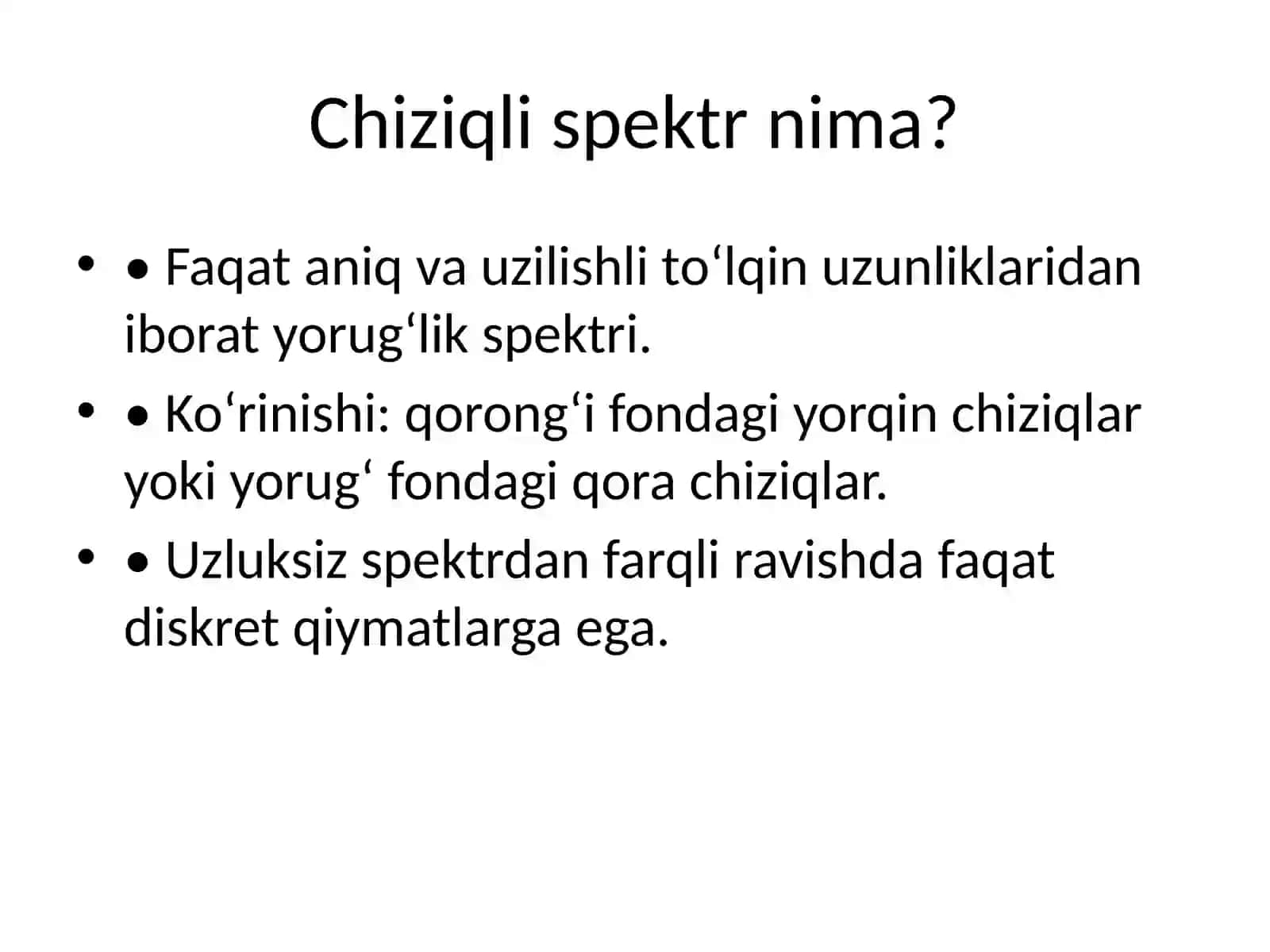 Atomning chiziqli spektri 2