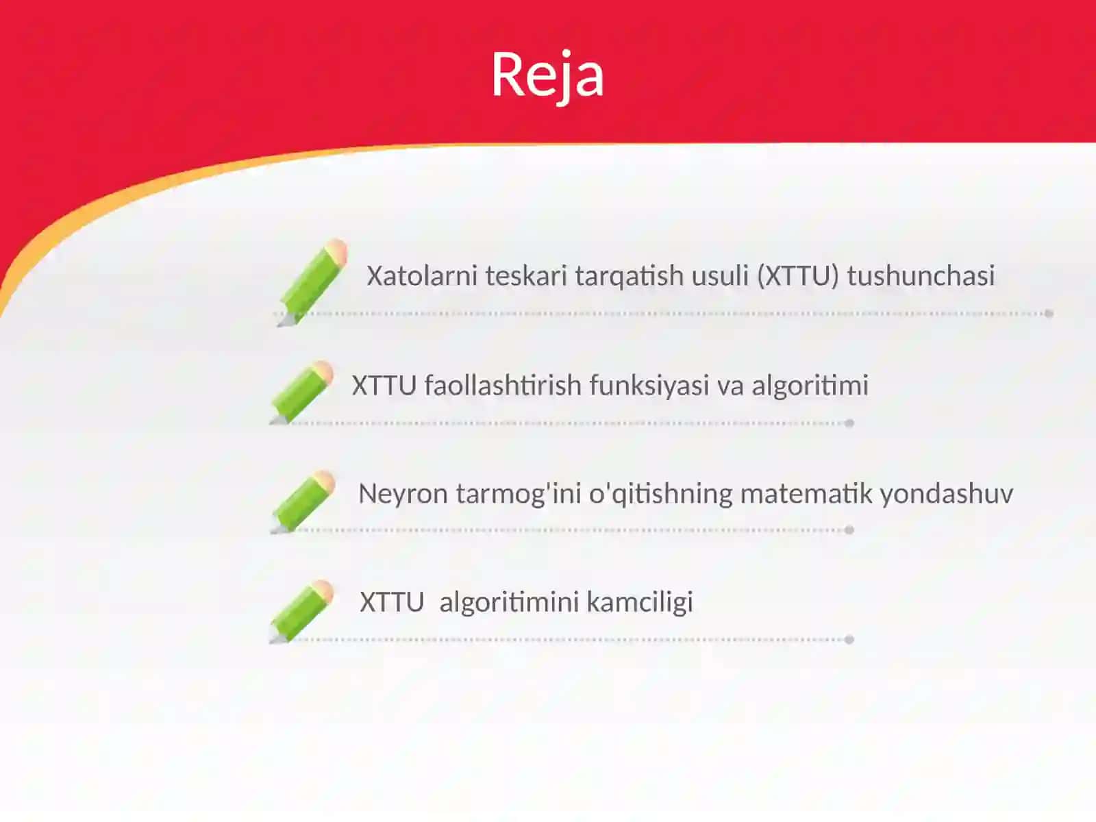 Xatolarni teskari tarqatish usuli 2