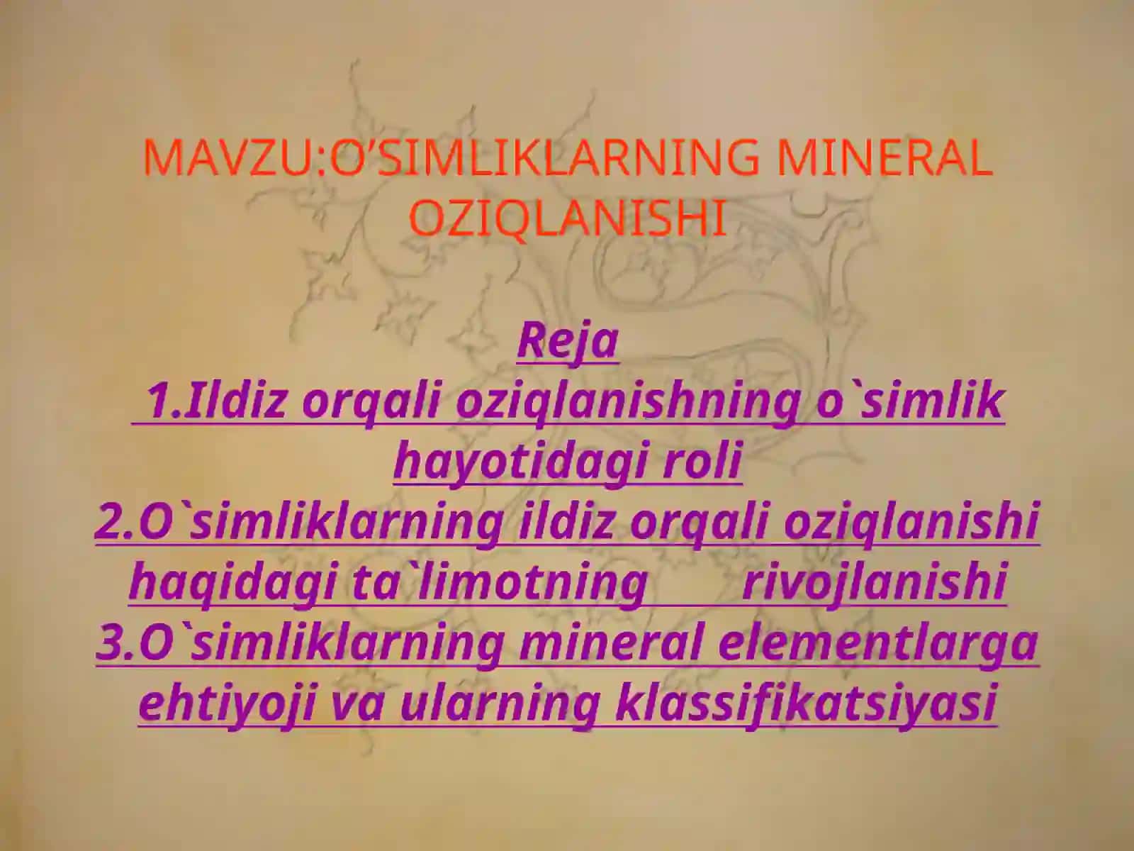 O`simliklarning mineral oziqlanishi 2